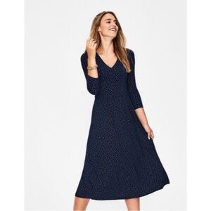Boden Navy Polka Dot Midi Dress